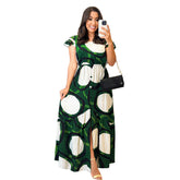 Elegant Round Neck Dress Personality Stitching Office Dress